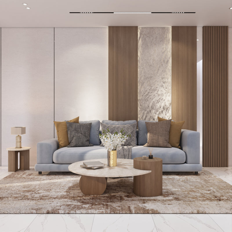 Stylish Coffee Center Table Marble and Wood by Alhome - 95x34x95 cm