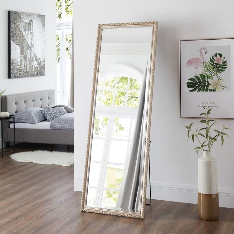 Family Ship Large floor mirror with wooden frame and stand - ALHOME