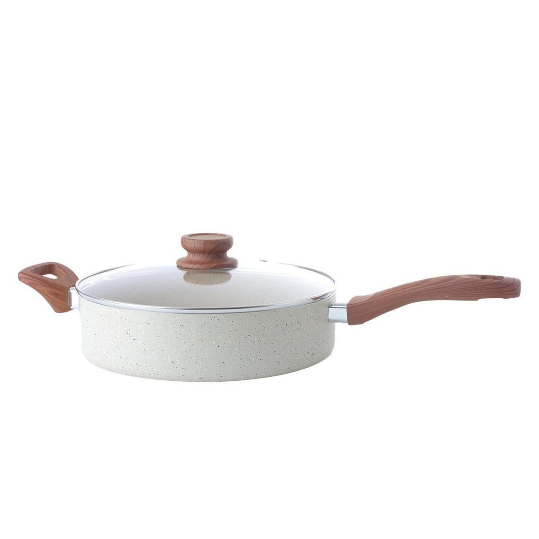 Family Ship Beige granite frying pan with lid, 26 cm - ALHOME