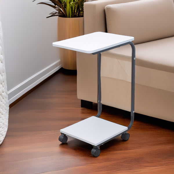 Movable side service table with round multi-use wheels