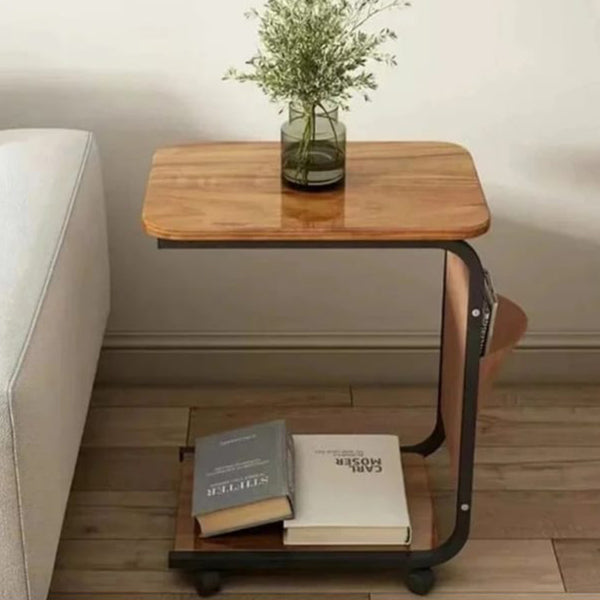 Movable side table with multi-use rectangular wheels