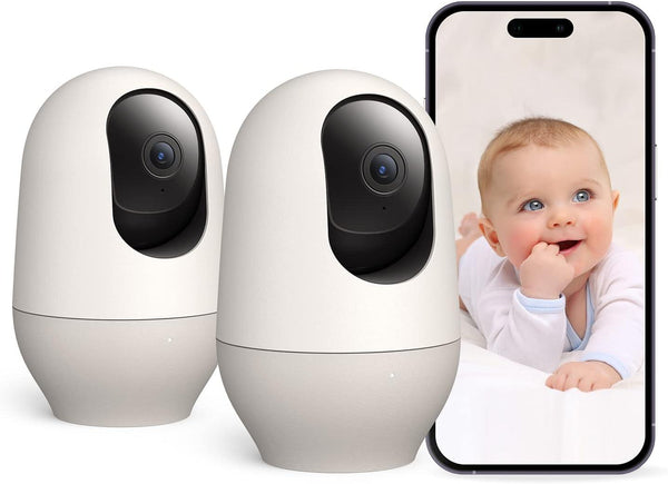 Nooie Baby Monitor 2 Pack WiFi Camera Indoor,360-degree Wireless IP Camera,1080P Home Security Camera,Motion Tracking,Night Vision,Works with Alexa - ALHOME