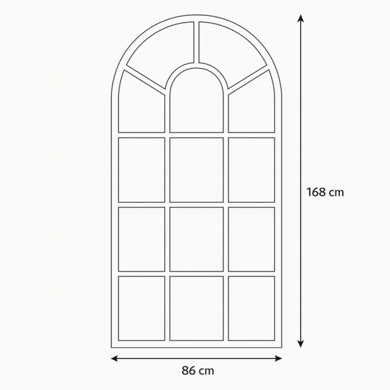 Mirror with an Antique White Frame and Elegant Window Design - White - 86x4x165 cm