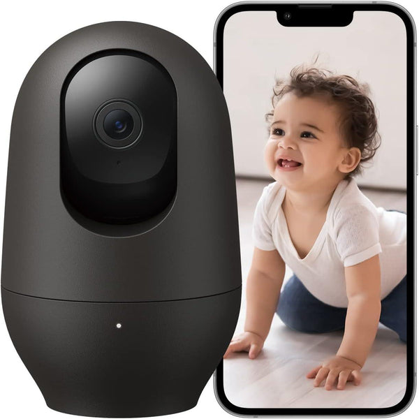 Nooie 2K baby monitor, 360 Pan/Tilt Wi-Fi Pet Camera with Phone App, Indoor Security Camera, AI Motion Tracking, Night Vision, Two-Way Audio, Compatible with Alexa/Google Home - ALHOME