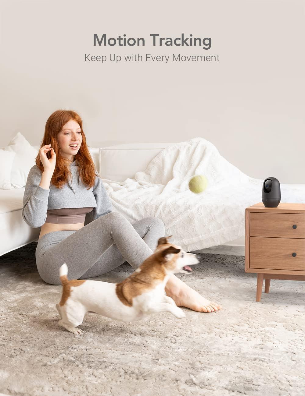 Nooie 2K baby monitor, 360 Pan/Tilt Wi-Fi Pet Camera with Phone App, Indoor Security Camera, AI Motion Tracking, Night Vision, Two-Way Audio, Compatible with Alexa/Google Home - ALHOME