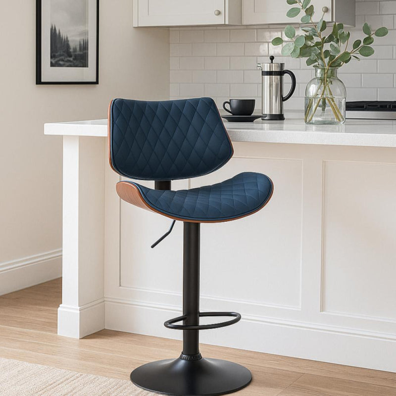 Bar Chair with Padded Design and Adjustable Metal Base - 39x52x117 cm