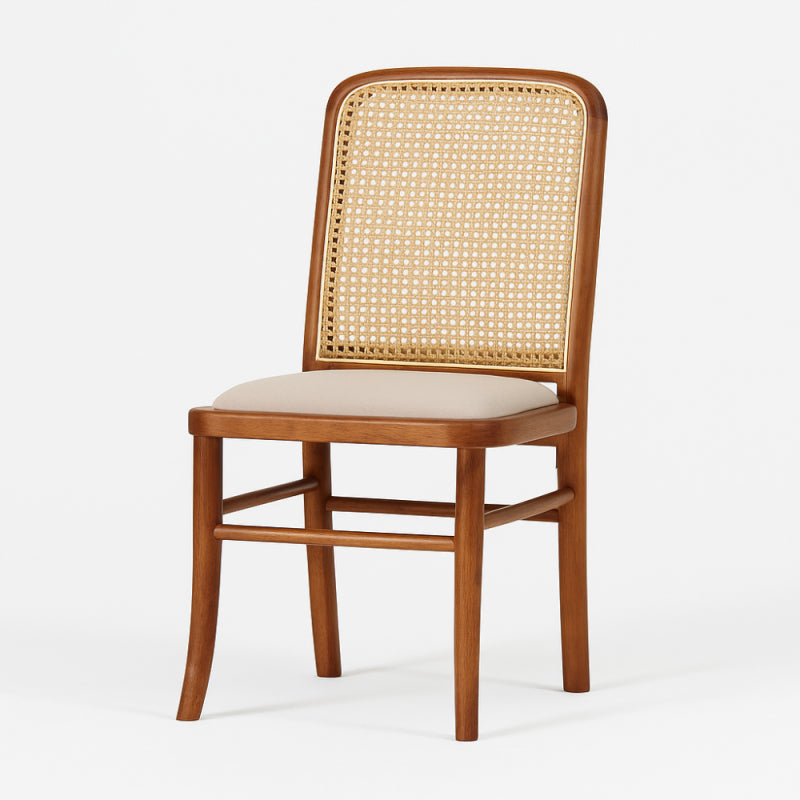 Classic Wooden Chair with a Straw Backrest - 44x40x90 cm