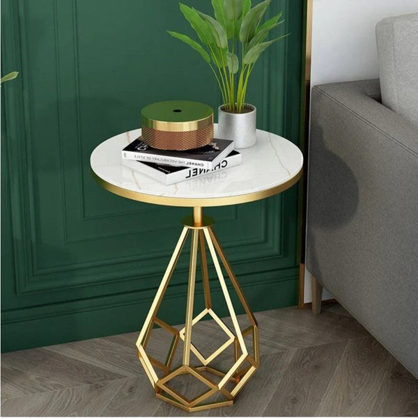 Wooden Marble and Iron Side Table by Alhome - 40x60 cm