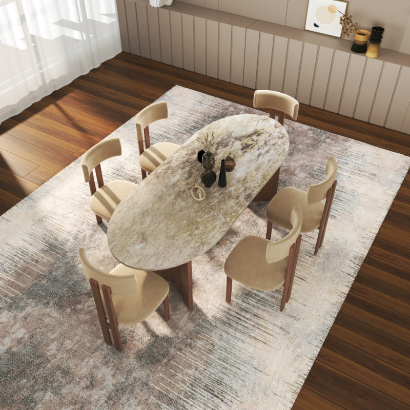Elegant Dining Table Marble and Wood by Alhome - 160x74x70 cm