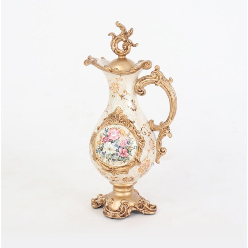 Luxurious Vase with an Elegant Design and Decorations - Gold - 16x13x38 cm