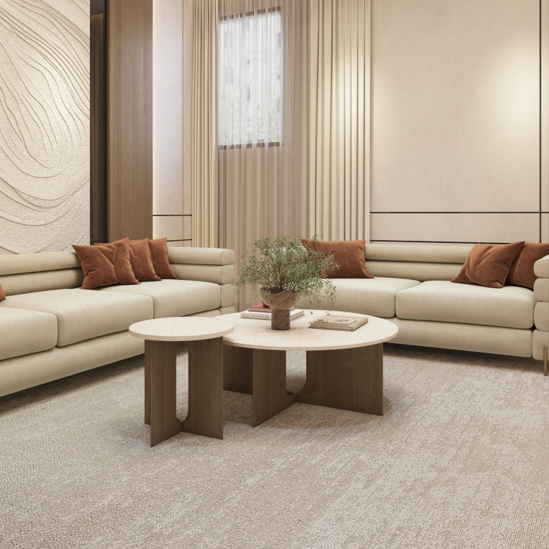 Elegant Coffee Center Table Marble and Wood by Alhome - 95x34x95 cm