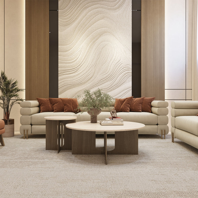 Elegant Coffee Center Table Marble and Wood by Alhome - 95x34x95 cm