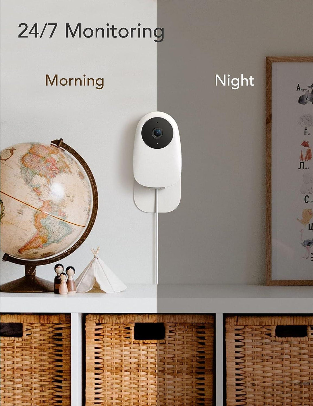 Nooie Baby Camera Monitor Indoor, Baby Monitor WiFi Smartphone 2.4Ghz, Motion and Sound Detection, 1080P HD Night Vision, Two-Way Audio, SD or Cloud Storage - ALHOME