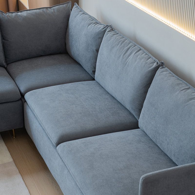 Modern Cozy Velvet L-Shape Sofa - 270x150x85x85 cm - By Alhome