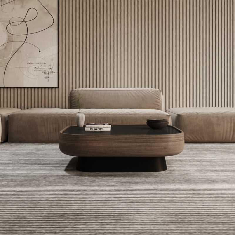 Coffee Center Table Wood and Glass by Alhome - 95x34x95 cm