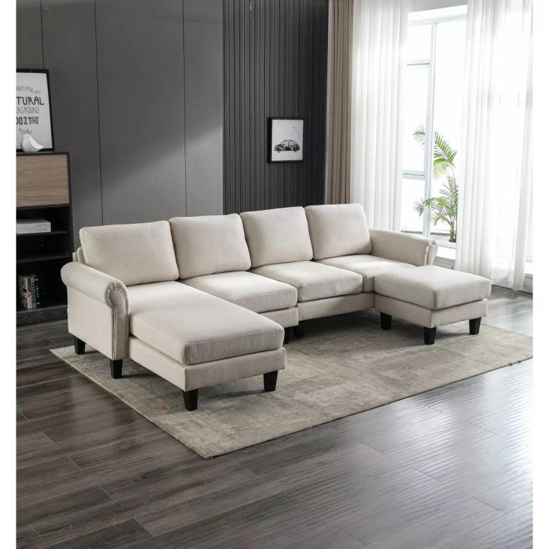 Linen U-Shaped Sofa By Alhome - 270x150x85x85 cm