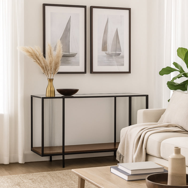 طاولة كونسول زجاجية عصرية بلمسة أنيقة - 130×40×80 سم
