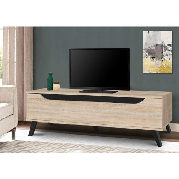 Tv Table From Malaysian Wood - Wooden And Black - 160x40x42.5 cm - By Baity