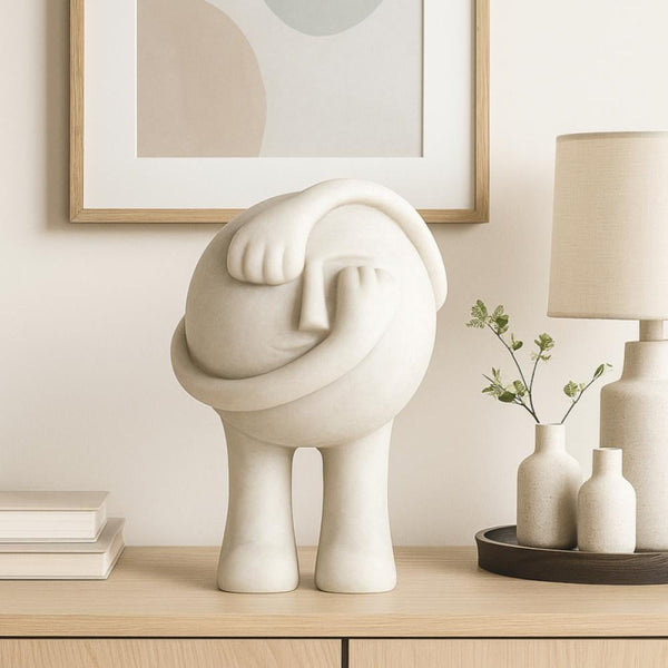 Modern Decorative Sculpture with a Distinctive Artistic Touch - 16 cm - Beige