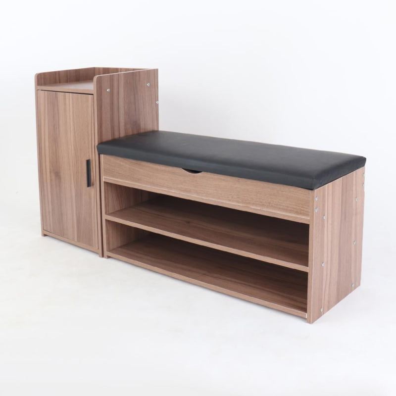 Stylish and Practical Wardrobe with Side Shelves - Brown - 2 Pieces