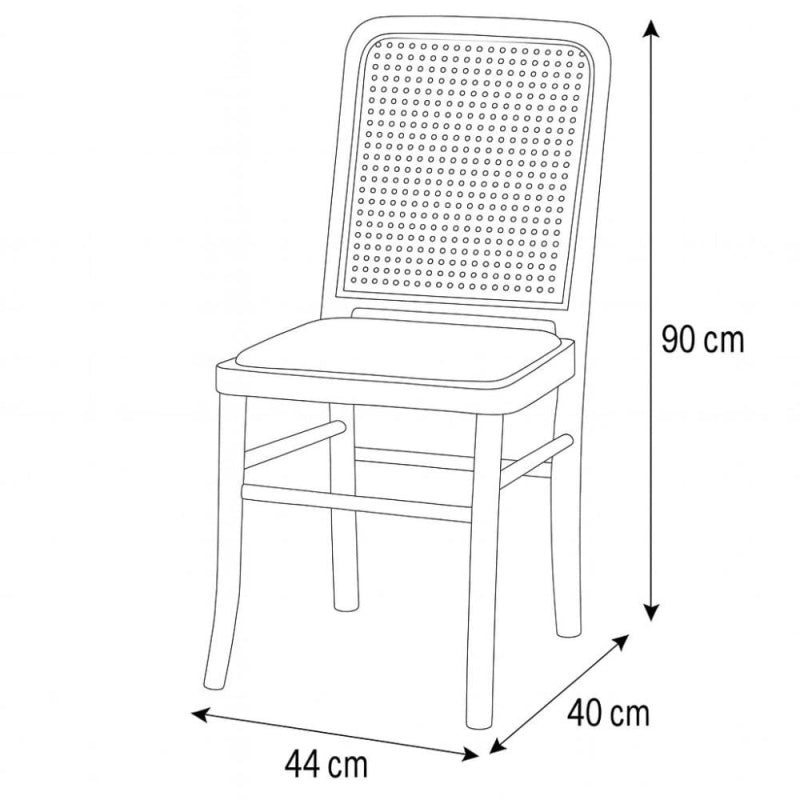 Classic Wooden Chair with a Straw Backrest - 44x40x90 cm