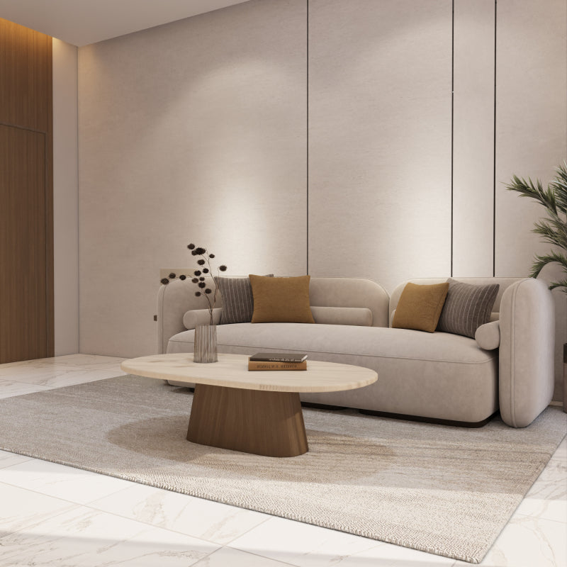 Contemporary Coffee Center Table Marble and Wood by Alhome - 95x34x95 cm
