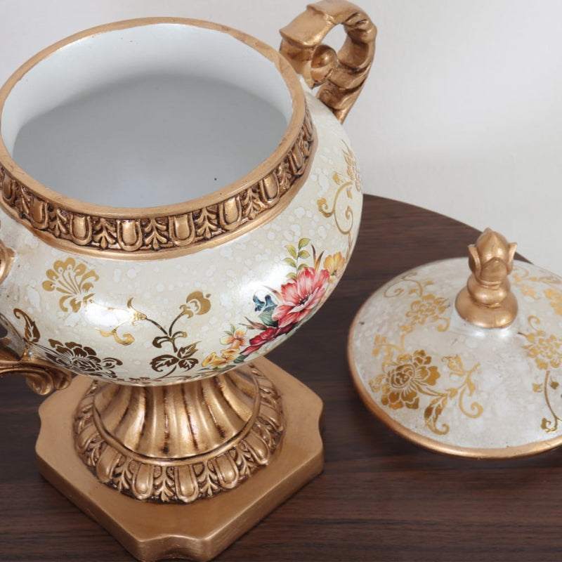 Decorative Ceramic Ornament - 17x26x30 cm - Beige and Gold