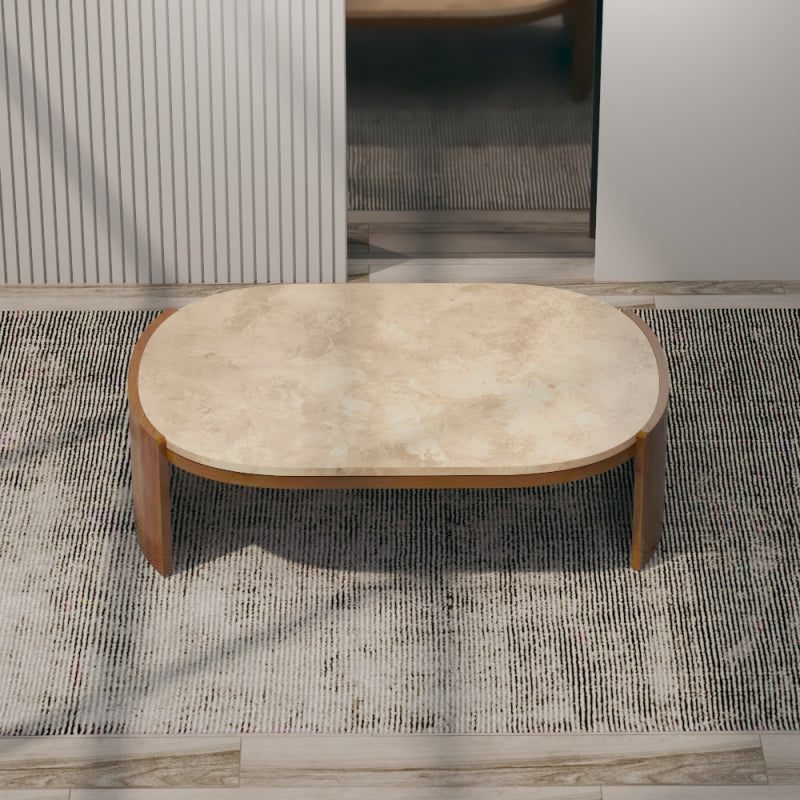 Coffee Center Table Marble and Wood by Alhome - 95x34x95 cm