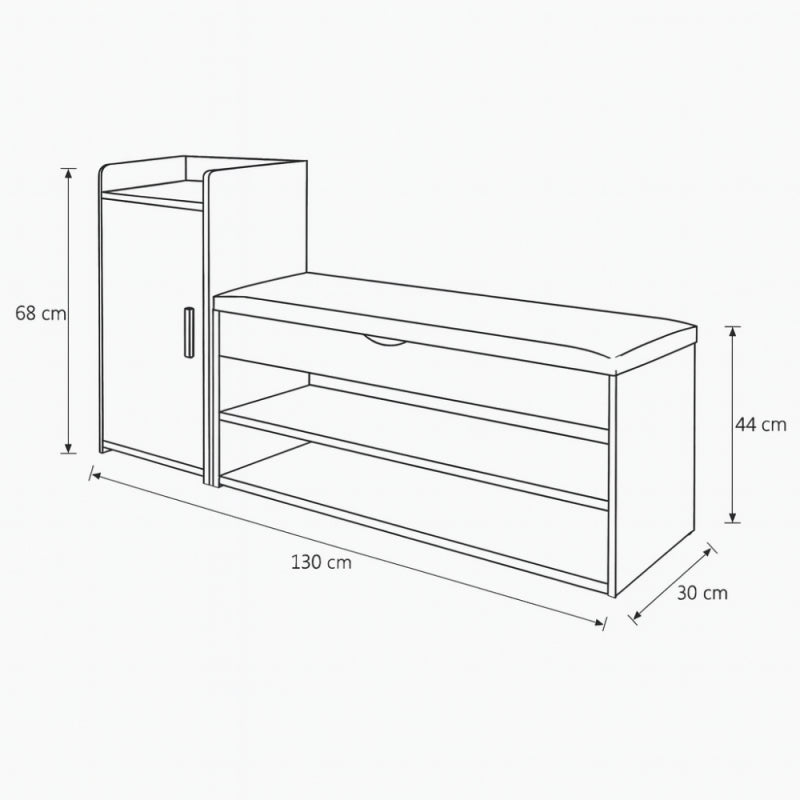 Stylish and Practical Wardrobe with Side Shelves - Brown - 2 Pieces