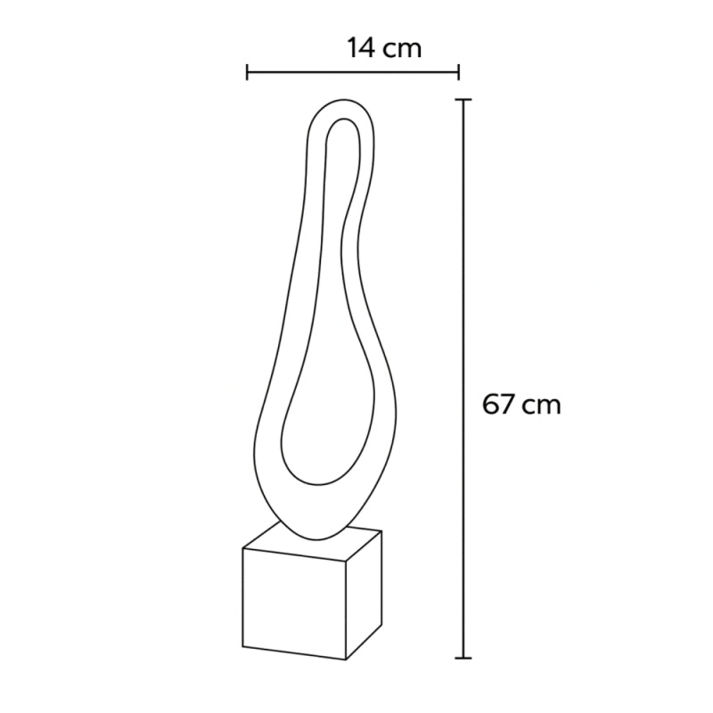 Modern Sculpture with Elegant Base - Beige and Black - 14x14x67 cm