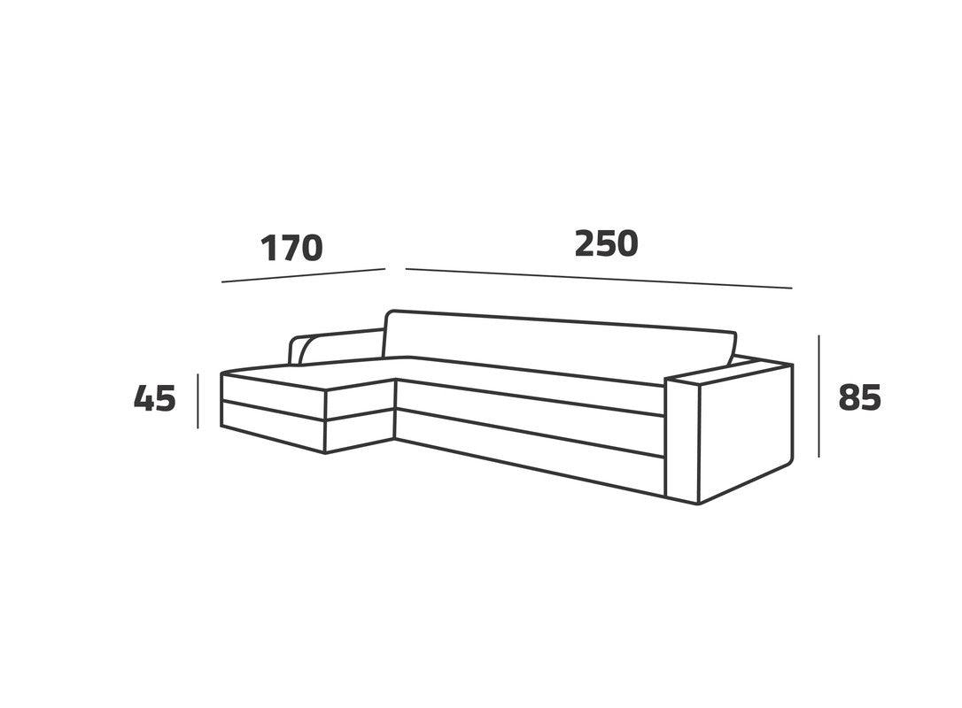 Modern Gray Linen L-Shaped Sofa - 90x250x170x45 cm - Swedish Wood By Alhome - ALHOME