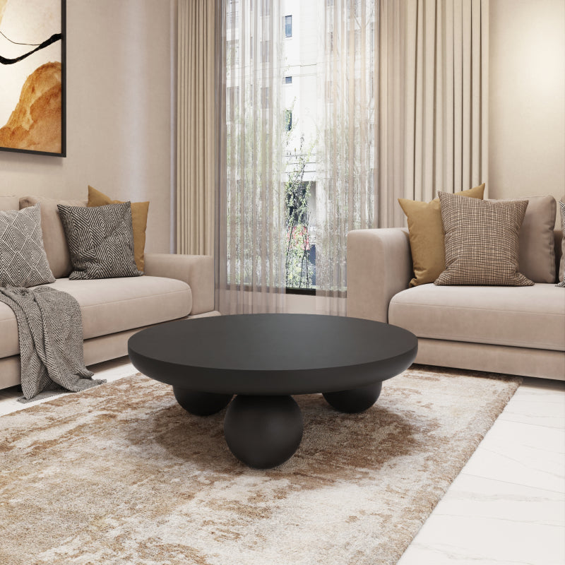 Modern Coffee Center Table Marble and Wood by Alhome - 95x34x95 cm