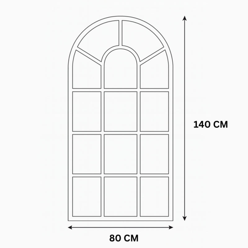 Decorative Arched Mirror with an Elegant Wooden Frame - White and Brown - 80x3x140 cm