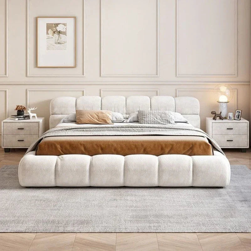 Chanel Upholstered Bed with Swedish Wood by Alhome - Light Beige