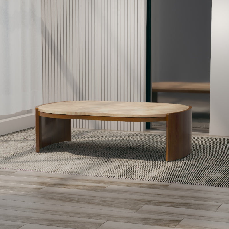 Coffee Center Table Marble and Wood by Alhome - 95x34x95 cm
