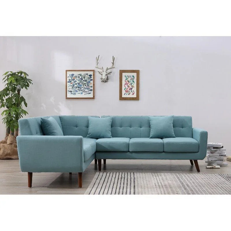 كنبة مخملية عصرية على شكل حرف L - 270x150x85x85 سم - من الهوم