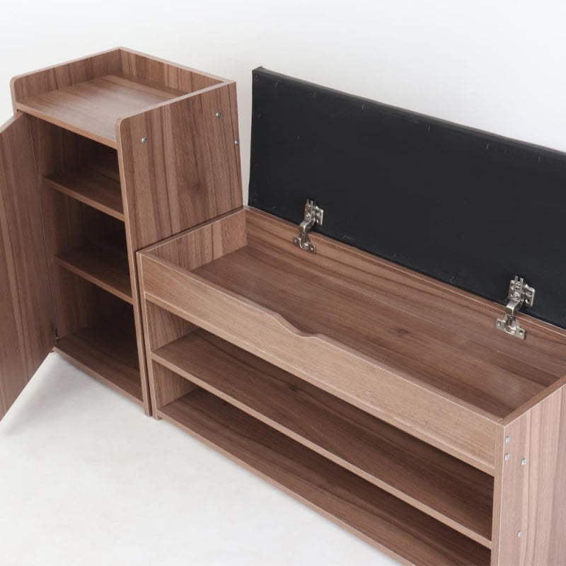 Stylish and Practical Wardrobe with Side Shelves - Brown - 2 Pieces