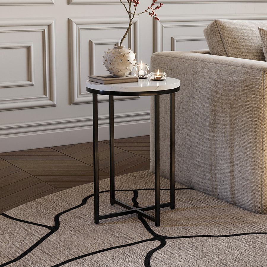 طاولة جانبية لون أسود وأبيض - 45x55 سم من الهوم - AL-1026