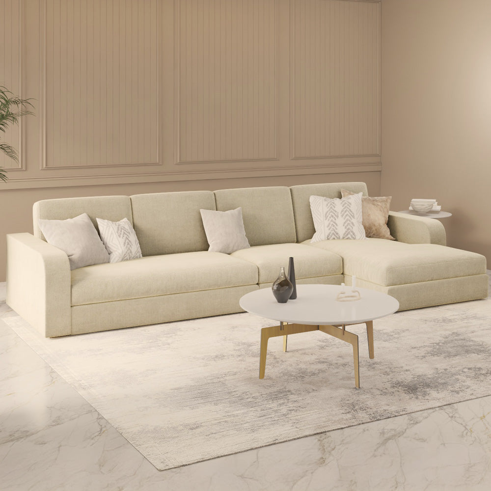 الهوم كنبة زاوية مقاس 300×170×85×80 سم - بيج