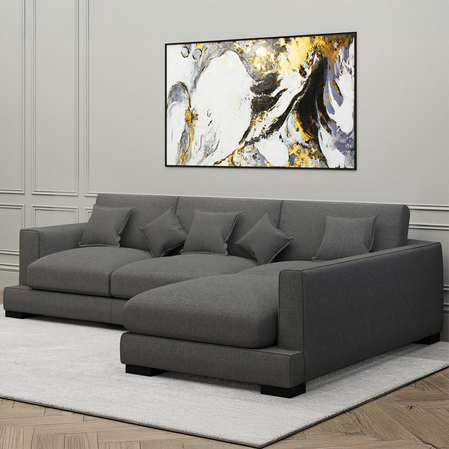 Alhome Corner Sofa 90x180x250x85 cm - Grey - AL-111