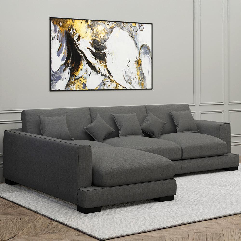 الهوم كنبة زاوية 90x180x250x85 سم - رمادي - AL-111