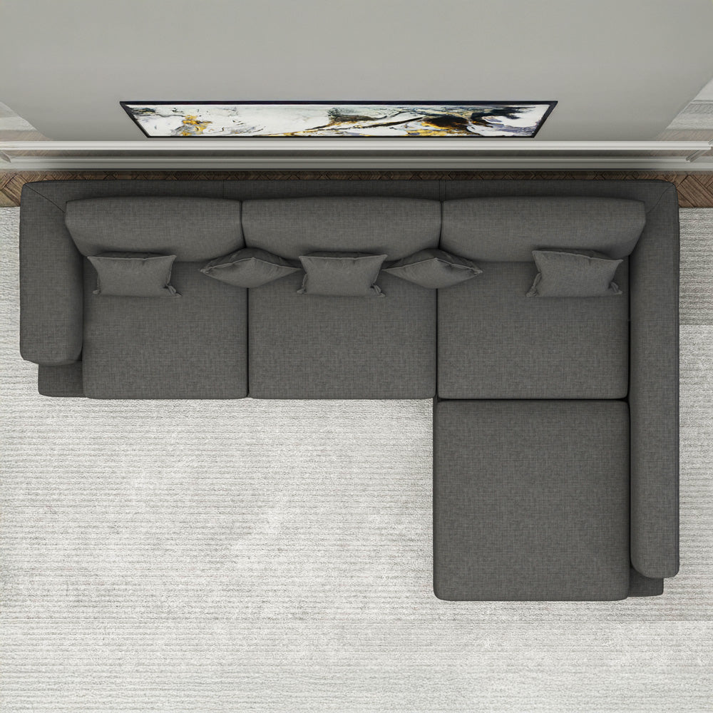 Alhome Corner Sofa 90x180x250x85 cm - Grey - AL-111