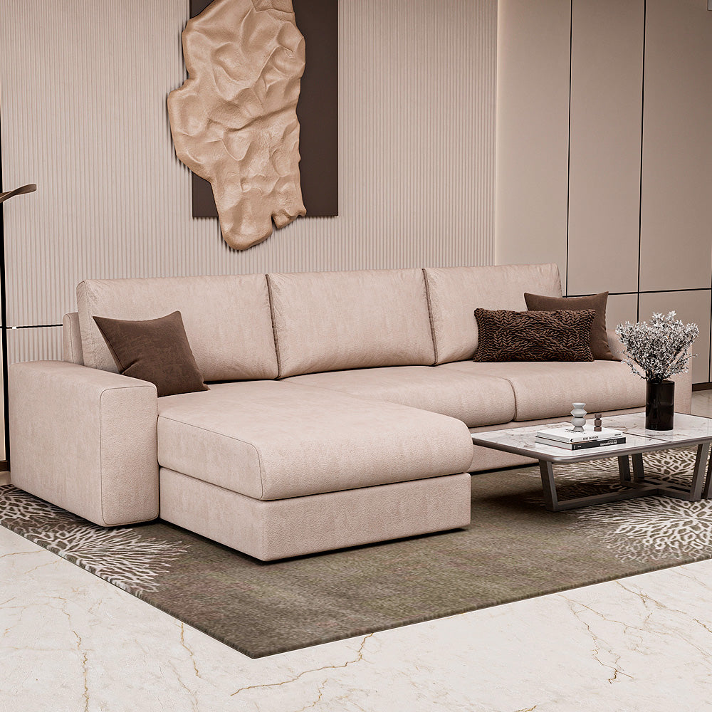 الهوم كنبة زاوية بمقاس 260x170x85x90 سم - بيج
