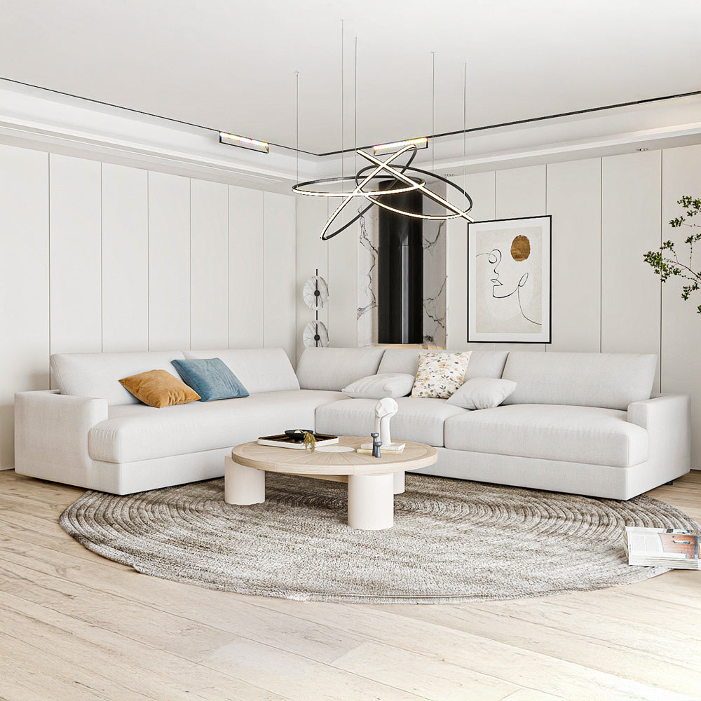 Linen & Swedish Wood L-Shape Sofa by Alhome - 300x 250 cm - Beige
