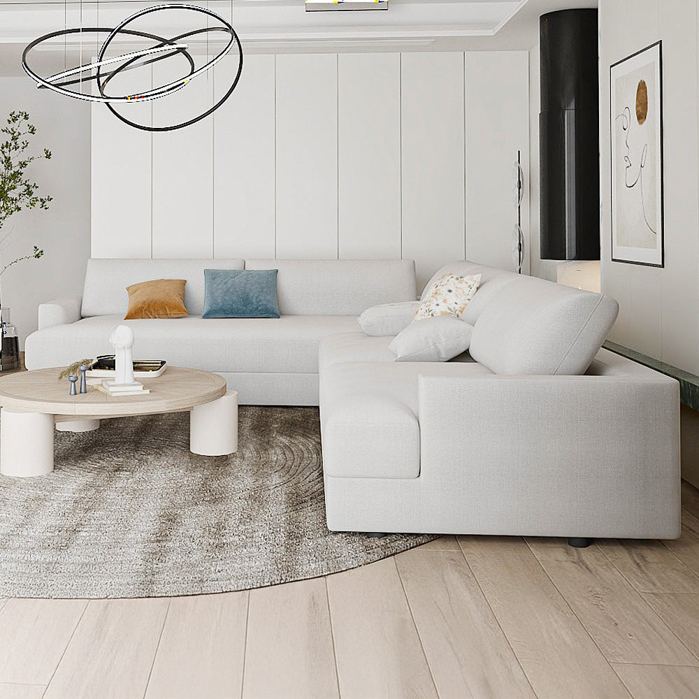 Linen & Swedish Wood L-Shape Sofa by Alhome - 300x 250 cm - Beige