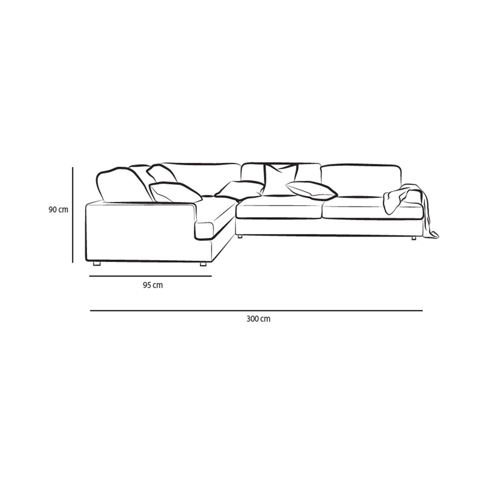 Linen & Swedish Wood L-Shape Sofa by Alhome - 300x 250 cm - Beige