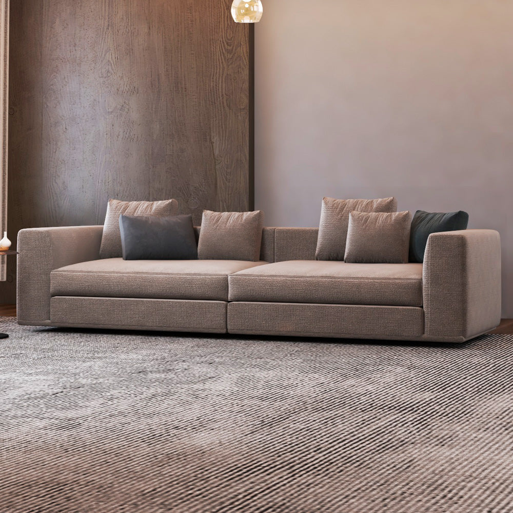 كنبة كتان ثلاث مقاعد  220×90×60 سم - بيج