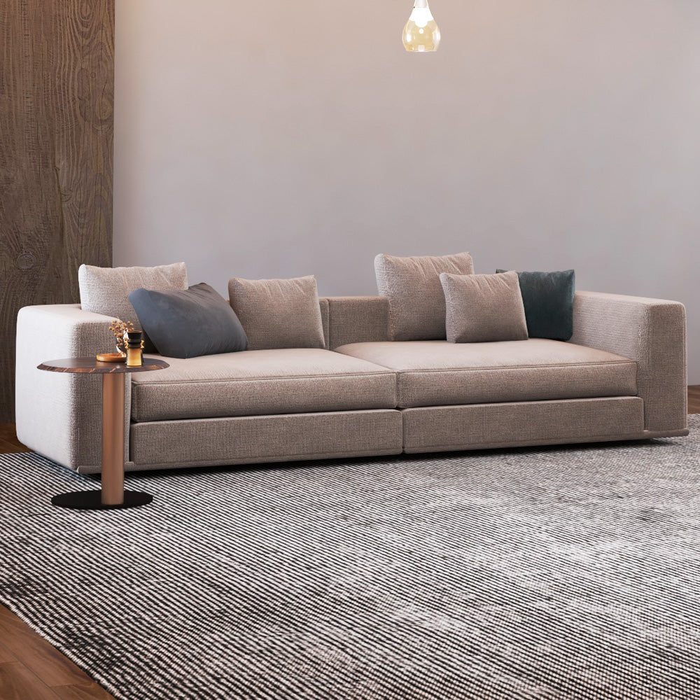 كنبة كتان ثلاث مقاعد  220×90×60 سم - بيج