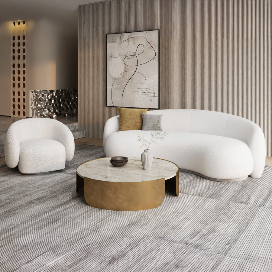 الهوم غرفة المعيشة بوكلية مكونة من 2 قطع - أبيض