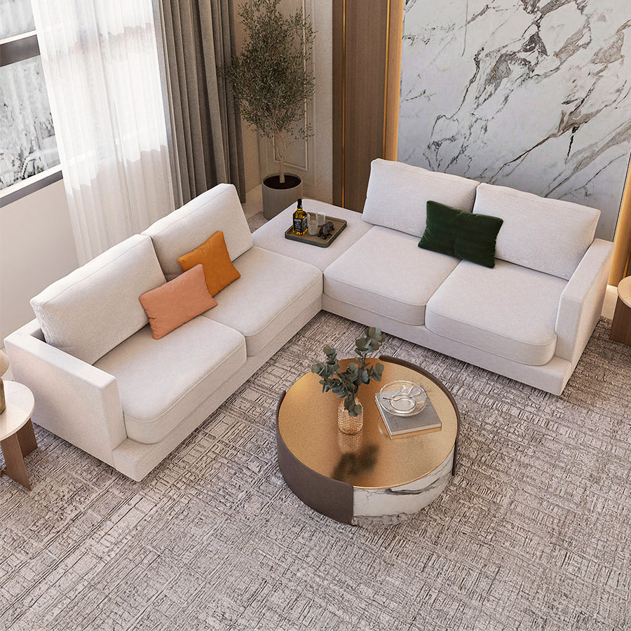 الهوم كنبة زاوية بمقاس 260x260x90x70 سم - بيج